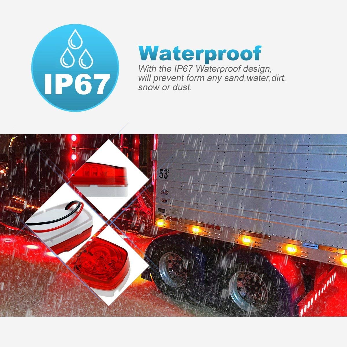 Luce da lavoro a LED quadrata impermeabile, Luce laterale a LED di vendita calda, Luce laterale a LED 12V, Luce laterale a LED per camion, Luce laterale a LED da 3/4 pollici