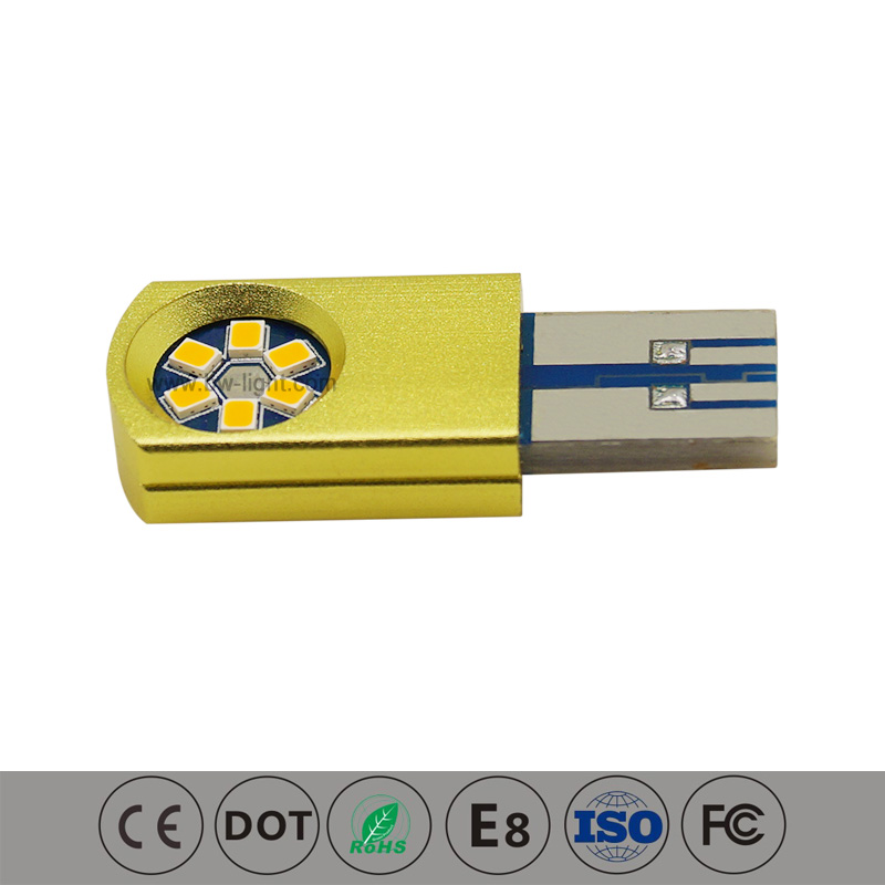 Lampadina LED interna T10 USB led gialla per interni auto