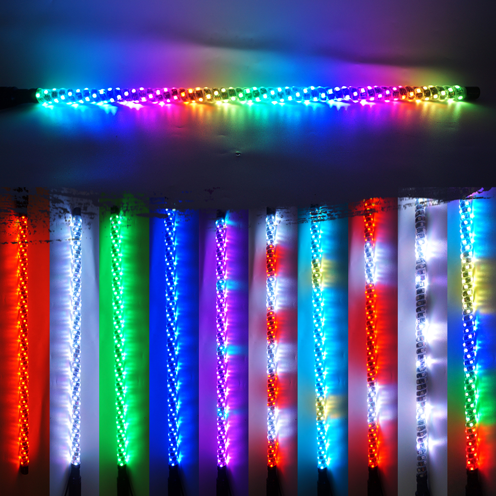 180pcs LED SMD5050 2 pcs 5ft whip luci, luce della frusta a LED con app e telecomando, camion per antenna a spirale RGB che inseguono il camion cumpuro di dune (7)