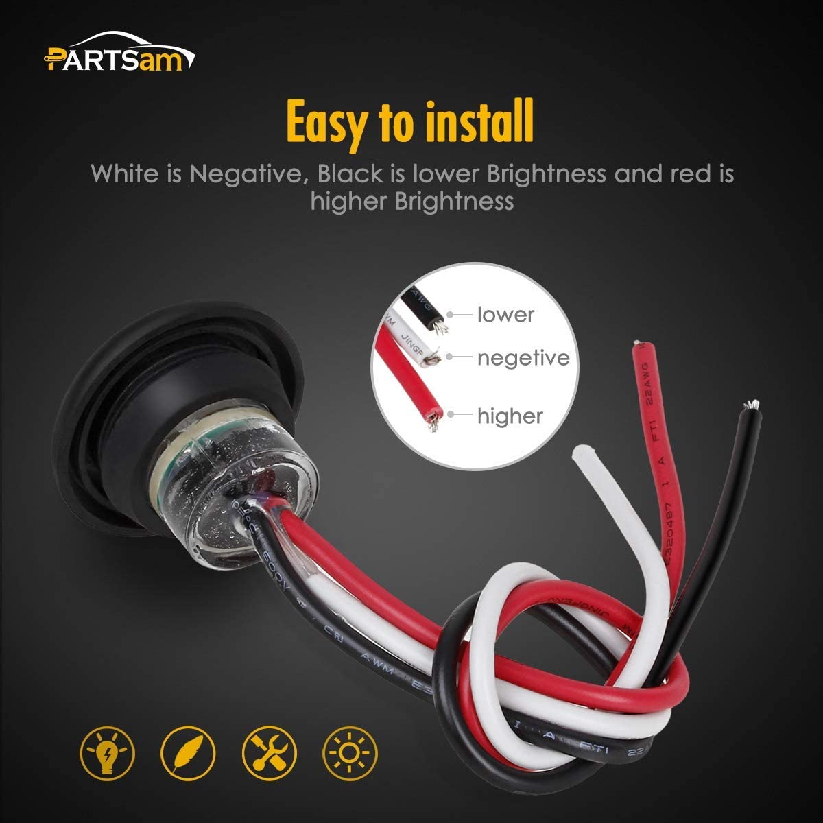 Luce da lavoro a LED quadrata impermeabile, Luce laterale a LED di vendita calda, Luce laterale a LED 12V, Luce laterale a LED per camion, Luce laterale a LED da 3/4 pollici