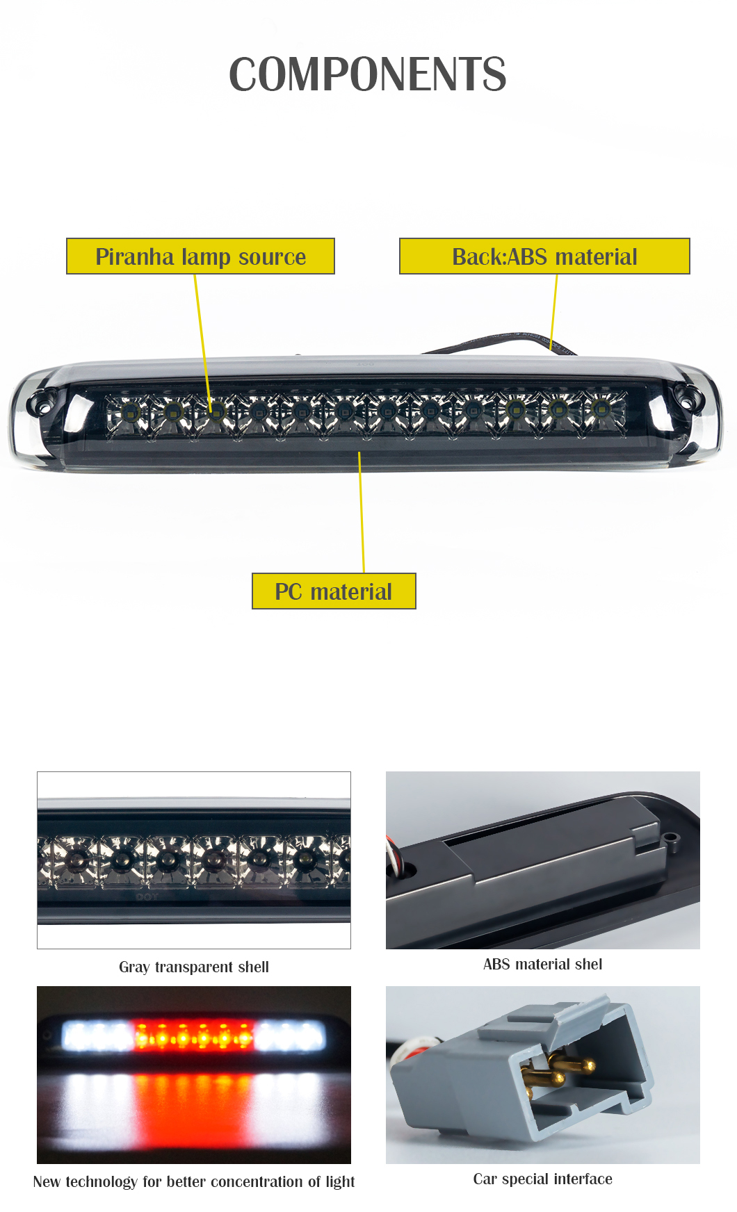 1996 F250 350 450 Montaggio High Monte Terzo Brake Lights GX-012WR05Sy