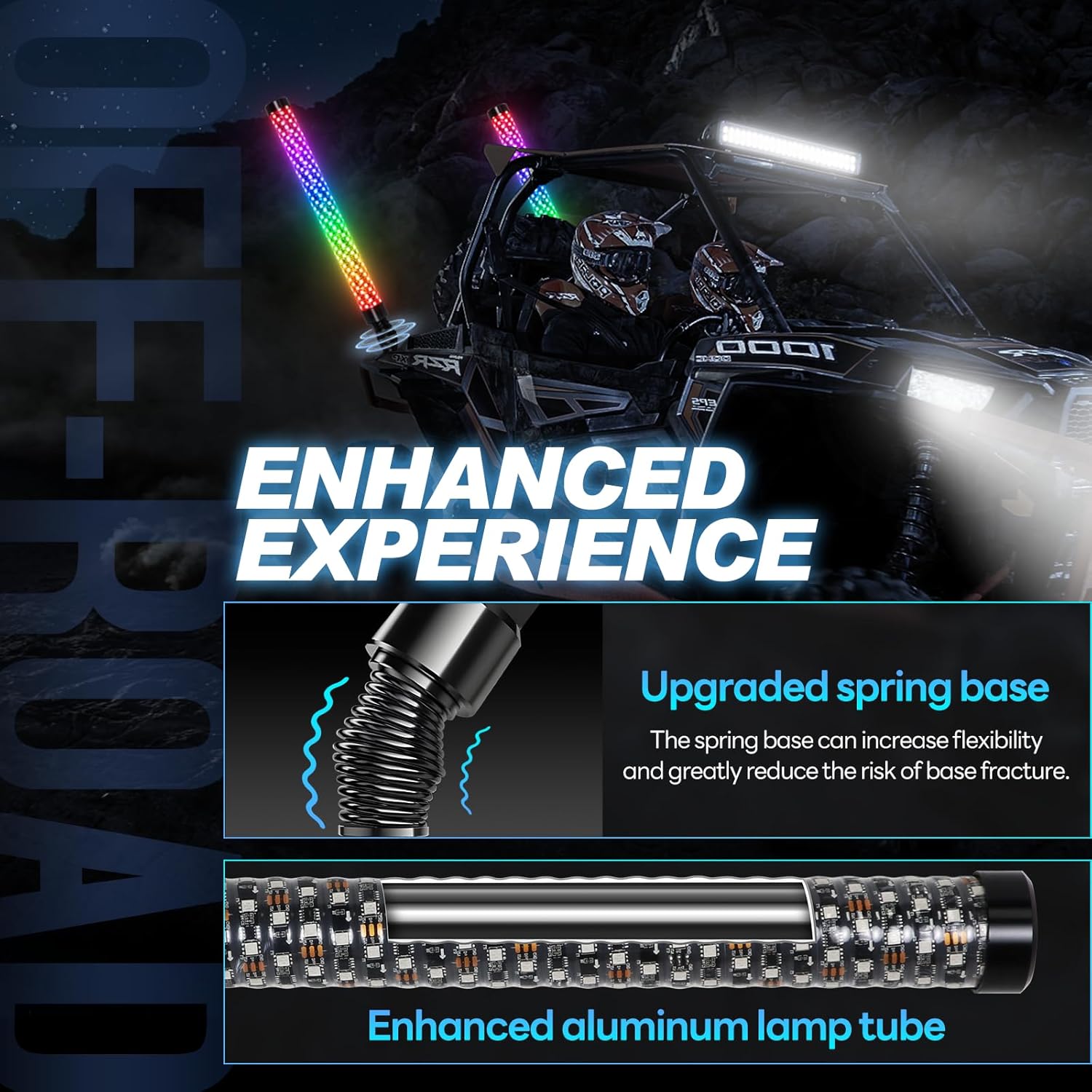 Luci a frusta LED a spirale a 360&deg;, luci a frusta per ATV, luci a frusta LED a spirale con telecomando, luci a frusta LED per Sxs, controllo APP a caccia di luci a frusta