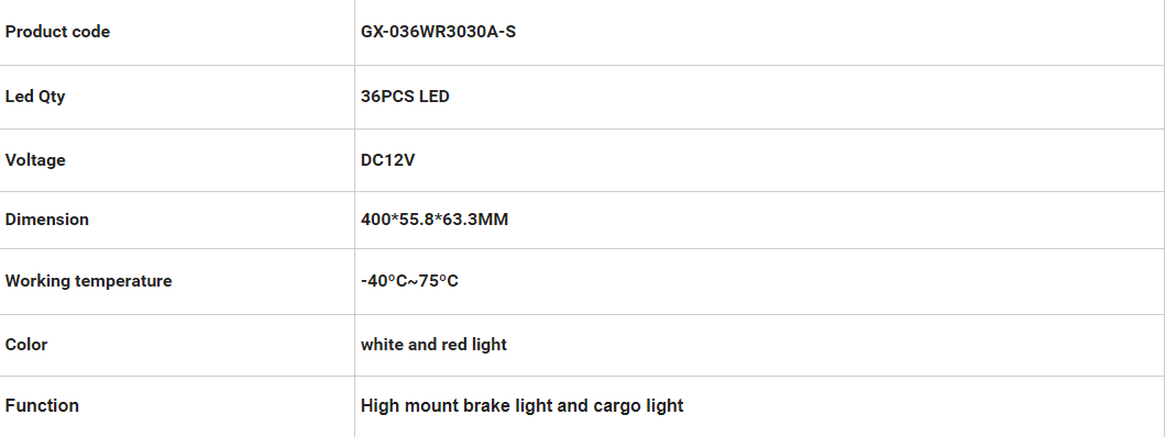Luci freno GX-036WR3030A-S GM